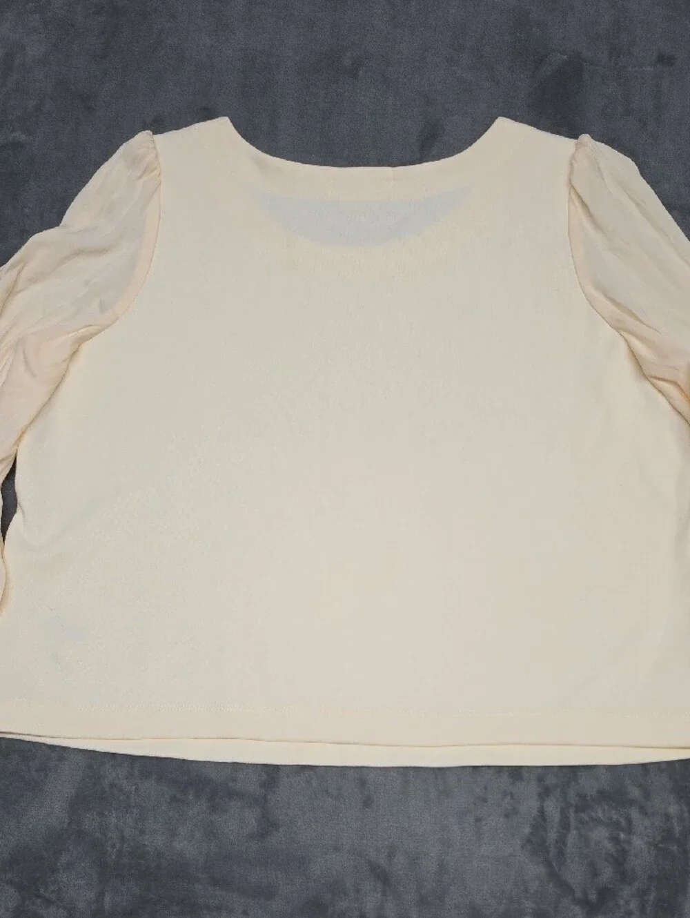 Anthropologie XL Cream Puff-Sleeve Blouse with Button Cuffs Romantic